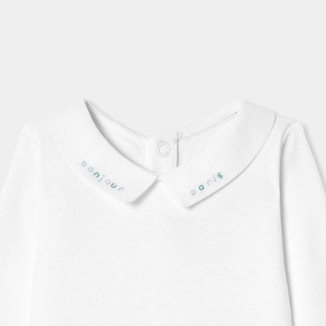 刺繡領長袖連身衣