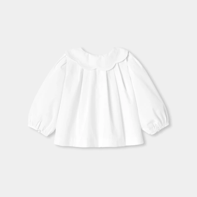 花瓣領平織上衣