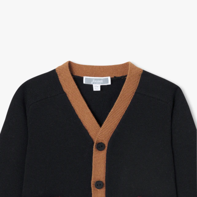 男寶寶拼色開襟毛衣