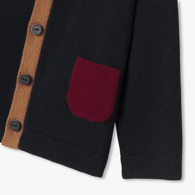 男寶寶拼色開襟毛衣