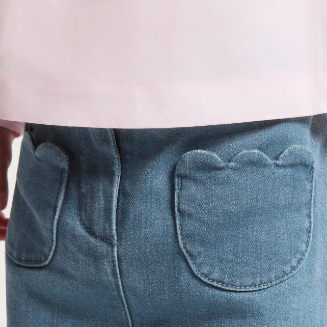 女寶寶直筒寬管牛仔褲