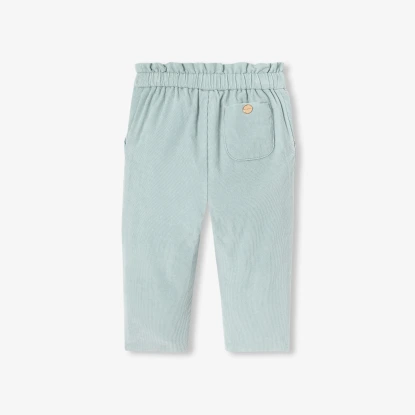 鬆緊腰細條絨長褲