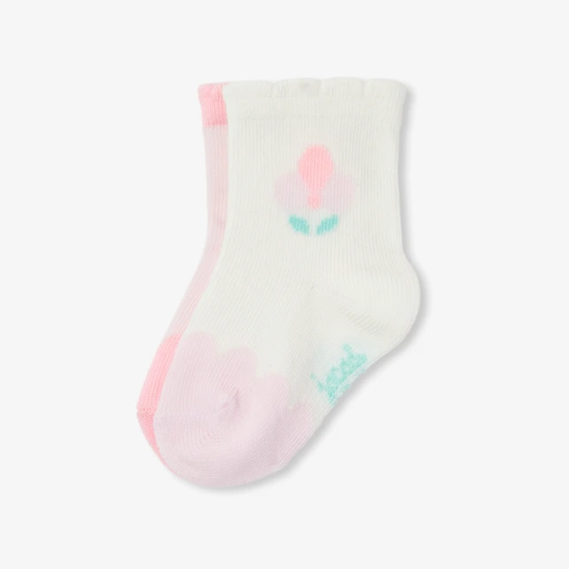 花卉滾邊嬰兒襪組