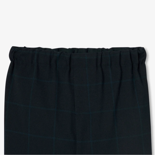 法蘭絨寬版格紋長褲