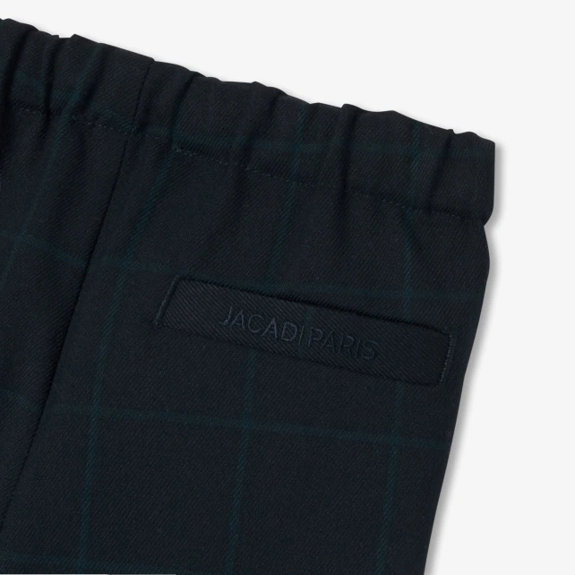 法蘭絨寬版格紋長褲