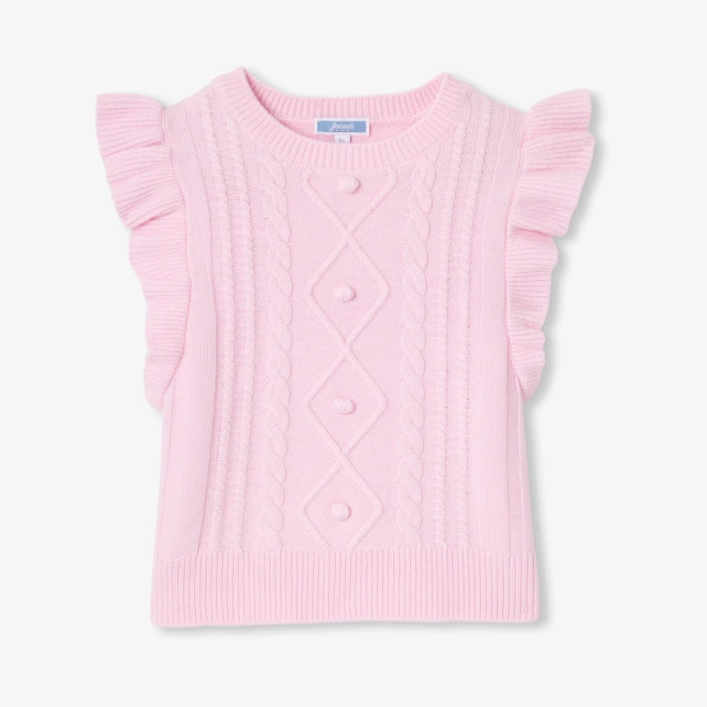 荷葉袖羊毛編織背心