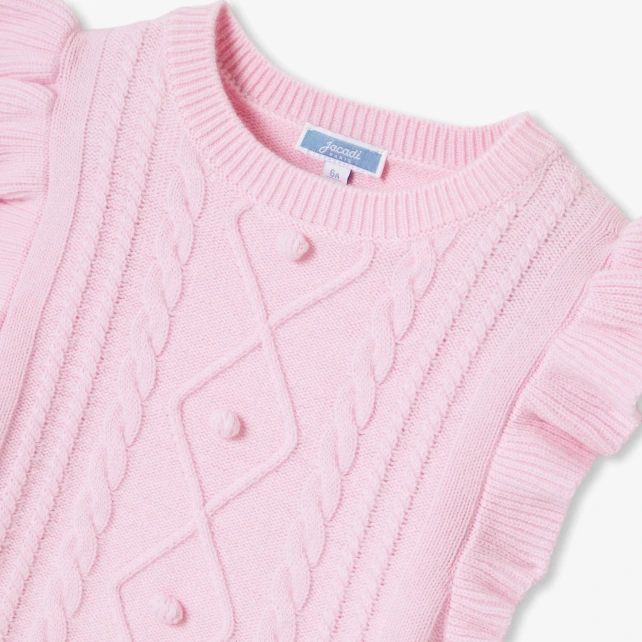 荷葉袖羊毛編織背心