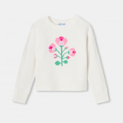 法式花卉羊毛毛衣