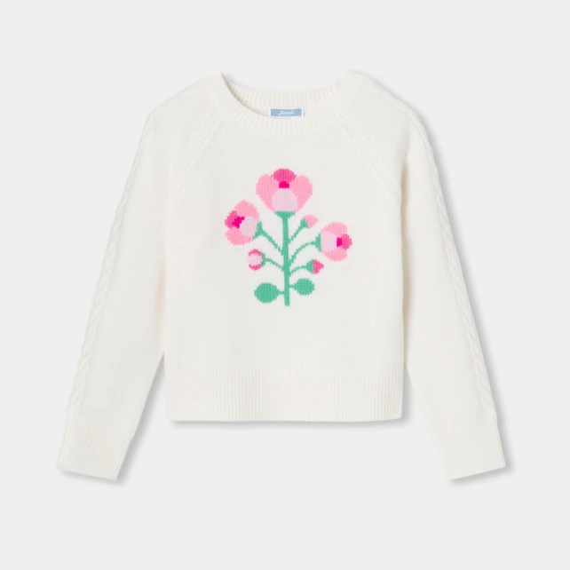 法式花卉羊毛毛衣